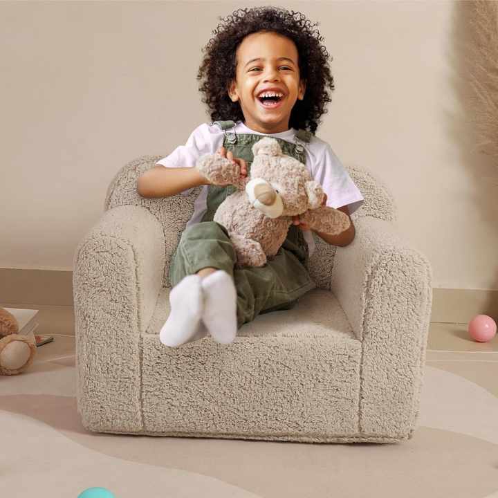 Sofá-silla suave de sherpa para niños