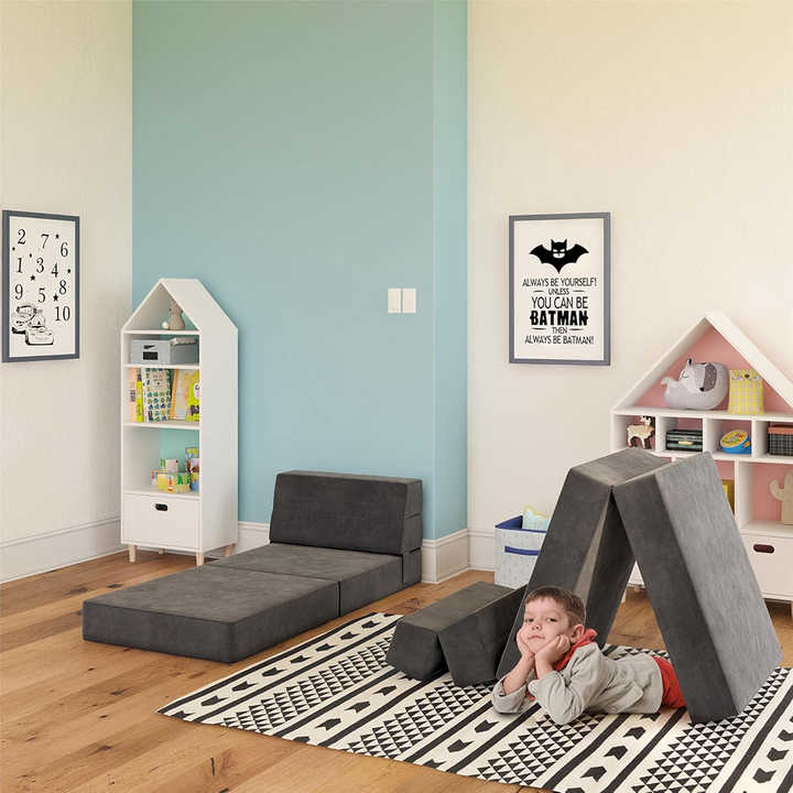 Sofá plegable modular convertible 3 en 1 para niños - Colchón de espuma comprimida