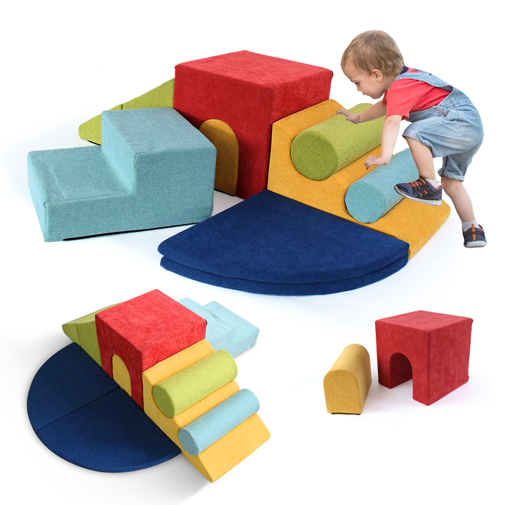 Bloques de escalada de espuma de colores de 9 piezas para niños pequeños que gatean
