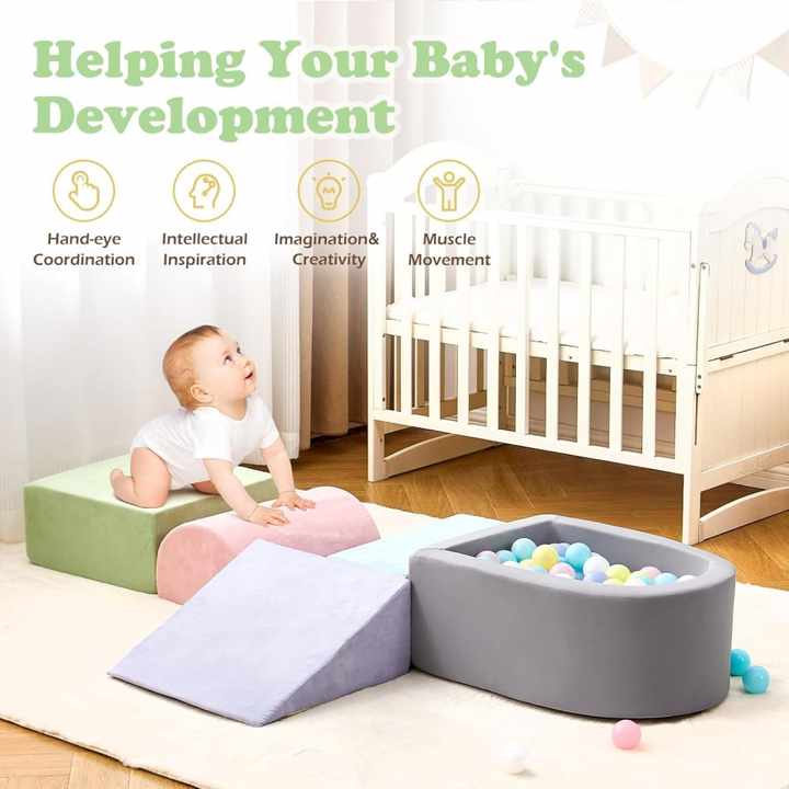 Juego de 5 bloques de escalada de espuma suave para bebés y niños pequeños
