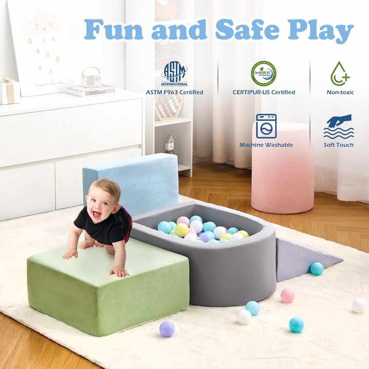 Juego de 5 bloques de escalada de espuma suave para bebés y niños pequeños