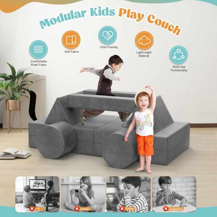 Sofá infantil de espuma comprimible y bloques de juego creativos para hacer uno mismo