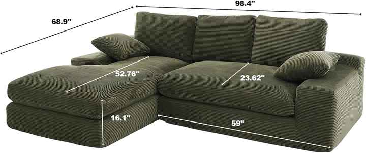 Sofá modular en forma de L de 98" para sala de estar