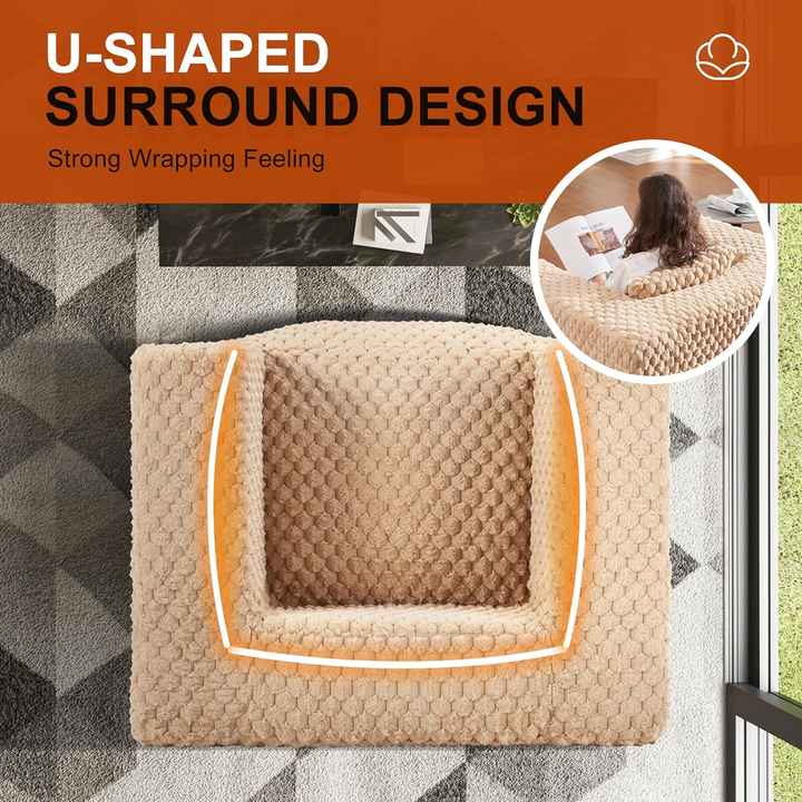 Sofá cama suave en forma de U para dormitorio de hotel y balcón