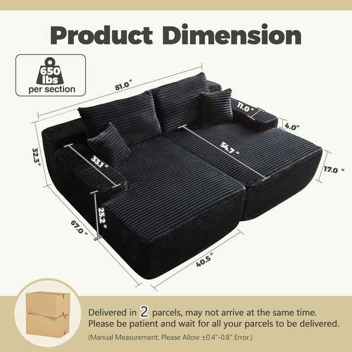 Sofá cama Modula deshuesado, comprimido al vacío, de gran tamaño