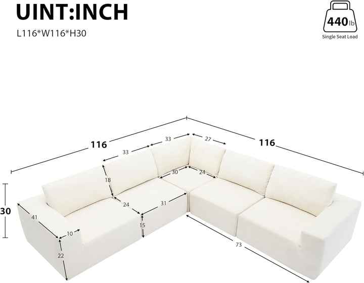 Sofá modular esquinero minimalista comprimido