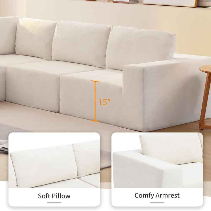 Sofá modular esquinero minimalista comprimido