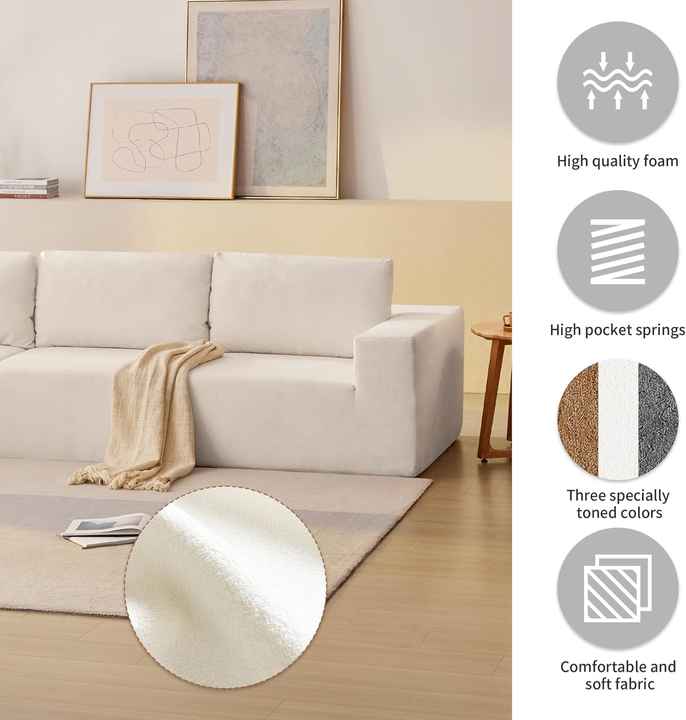 Sofá modular esquinero minimalista comprimido