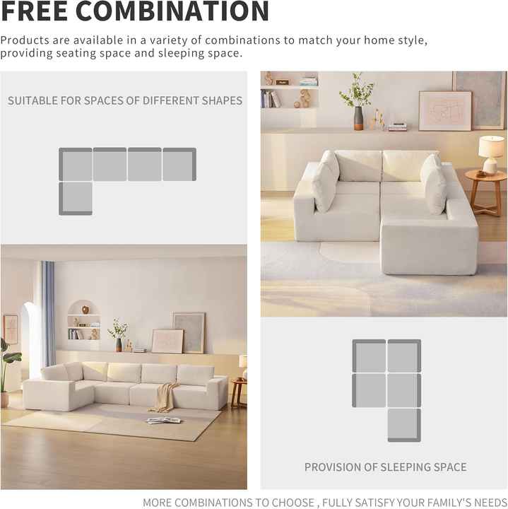 Sofá modular esquinero minimalista comprimido