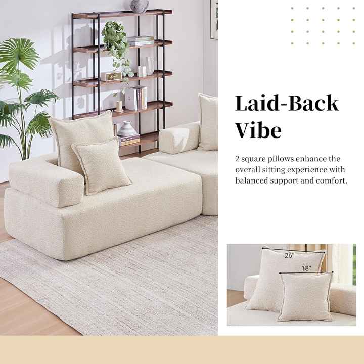 Conjunto de sofá modular comprimido en forma de L de gran tamaño