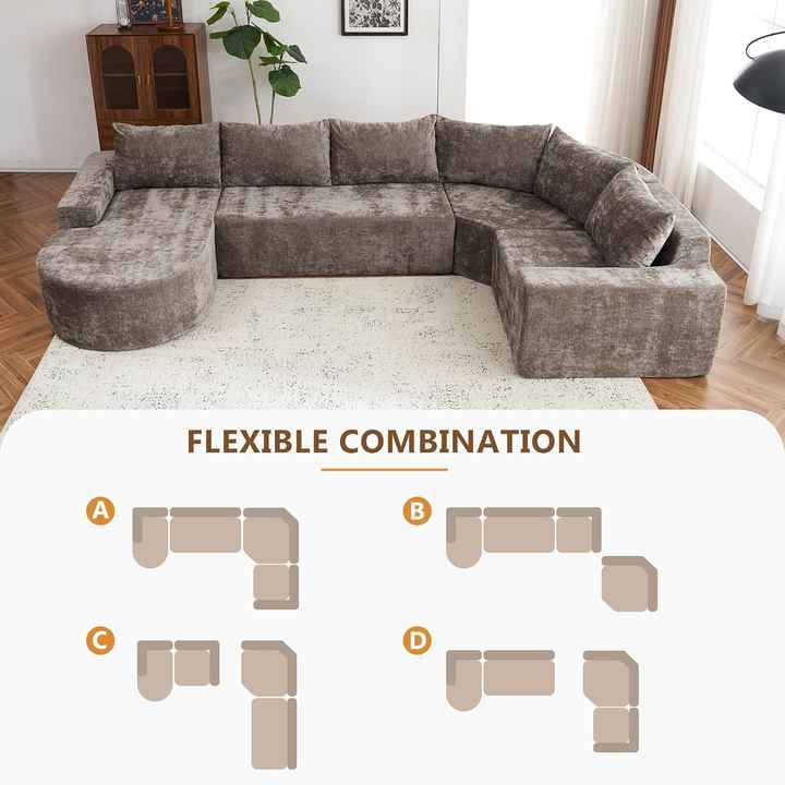 Sofá modular de compresión en forma de U de 141.7 pulgadas