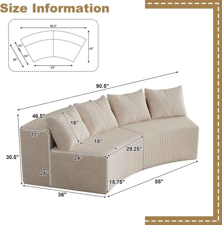Sofá modular seccional comprimido para sala de estar