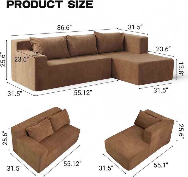 Conjunto de sofá seccional modular en forma de L