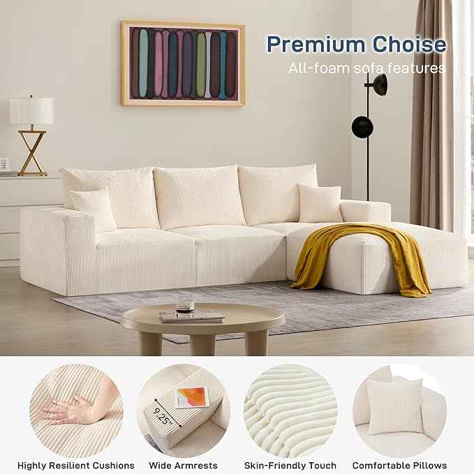Sofá seccional Cloud Boneless de 113'' para sala de estar