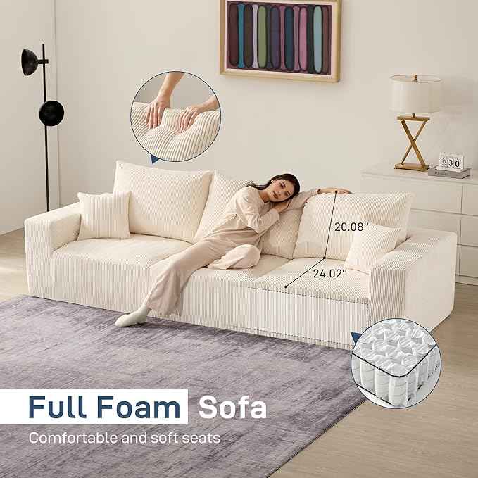 Sofá seccional Cloud Boneless de 113'' para sala de estar