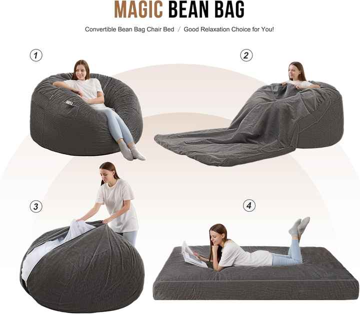 Sillón puf convertible de forma variable y extraíble