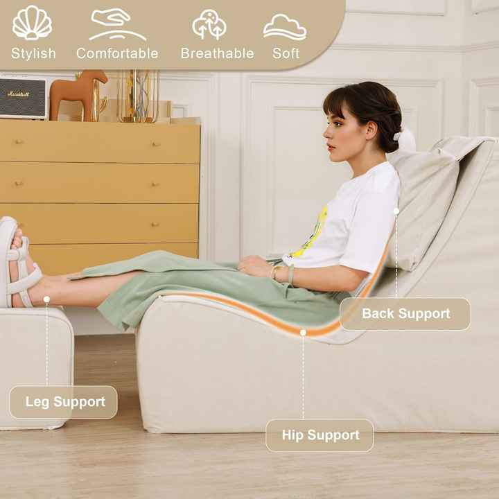 Sofá puf de espuma viscoelástica de alta densidad con almohada para el cuello