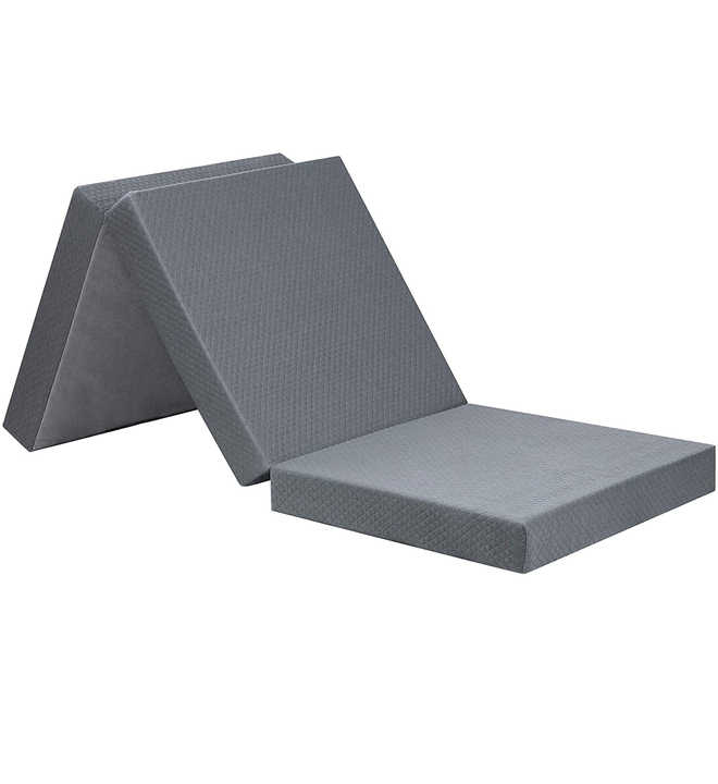 Colchón portátil de espuma viscoelástica plegable de tres piezas