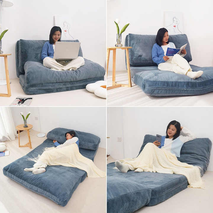 Sofá colchón plegable con funda extraíble y lavable y relleno de espuma triturada
