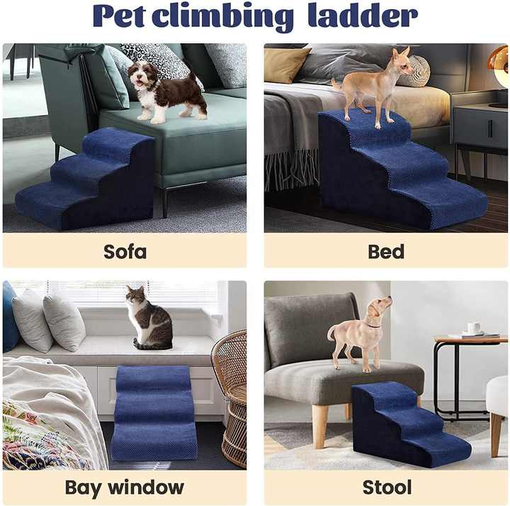 Rampa para perros de espuma comprimida de 3 capas para escaleras de mascotas