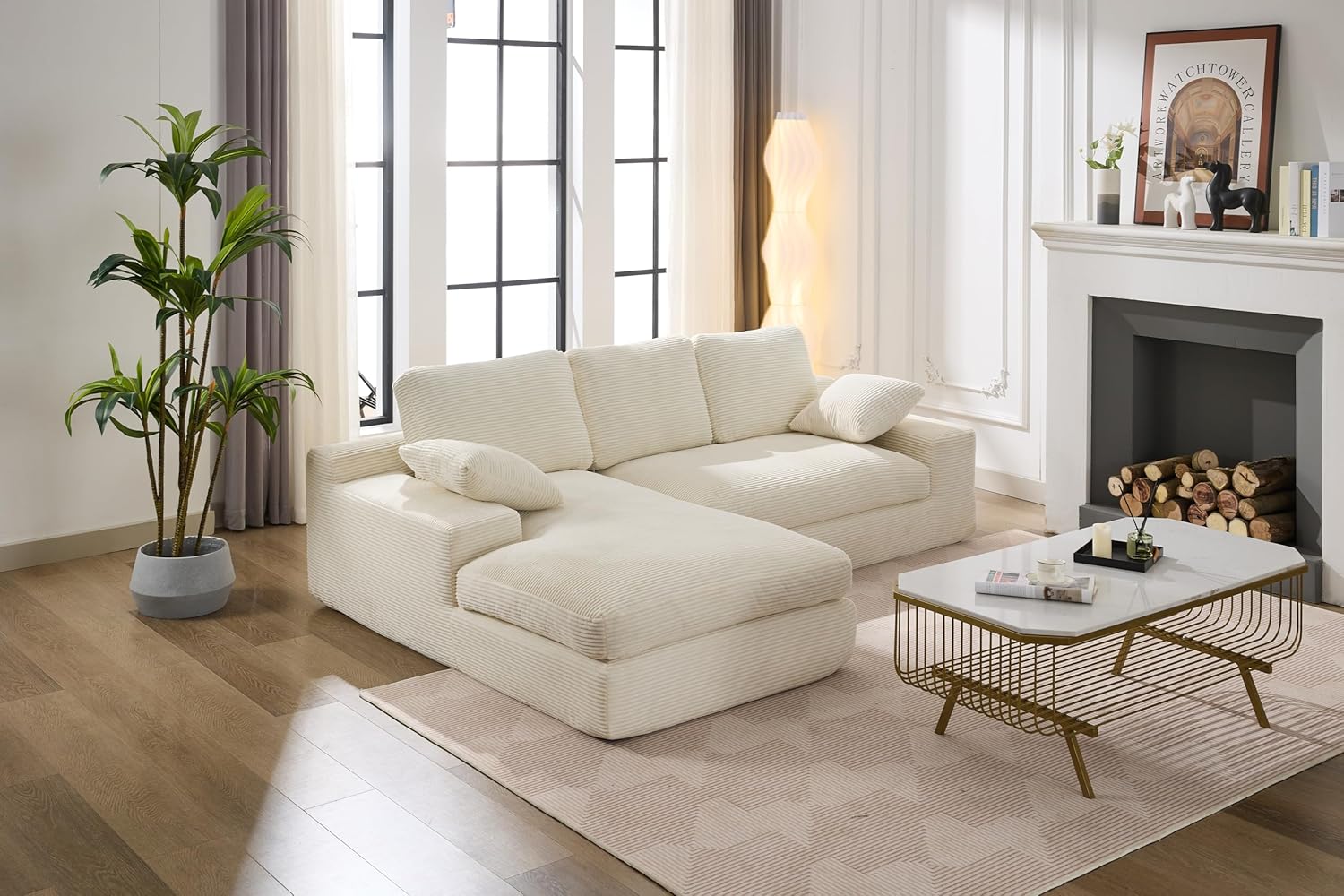 Sofá modular en forma de L de 98" para sala de estar