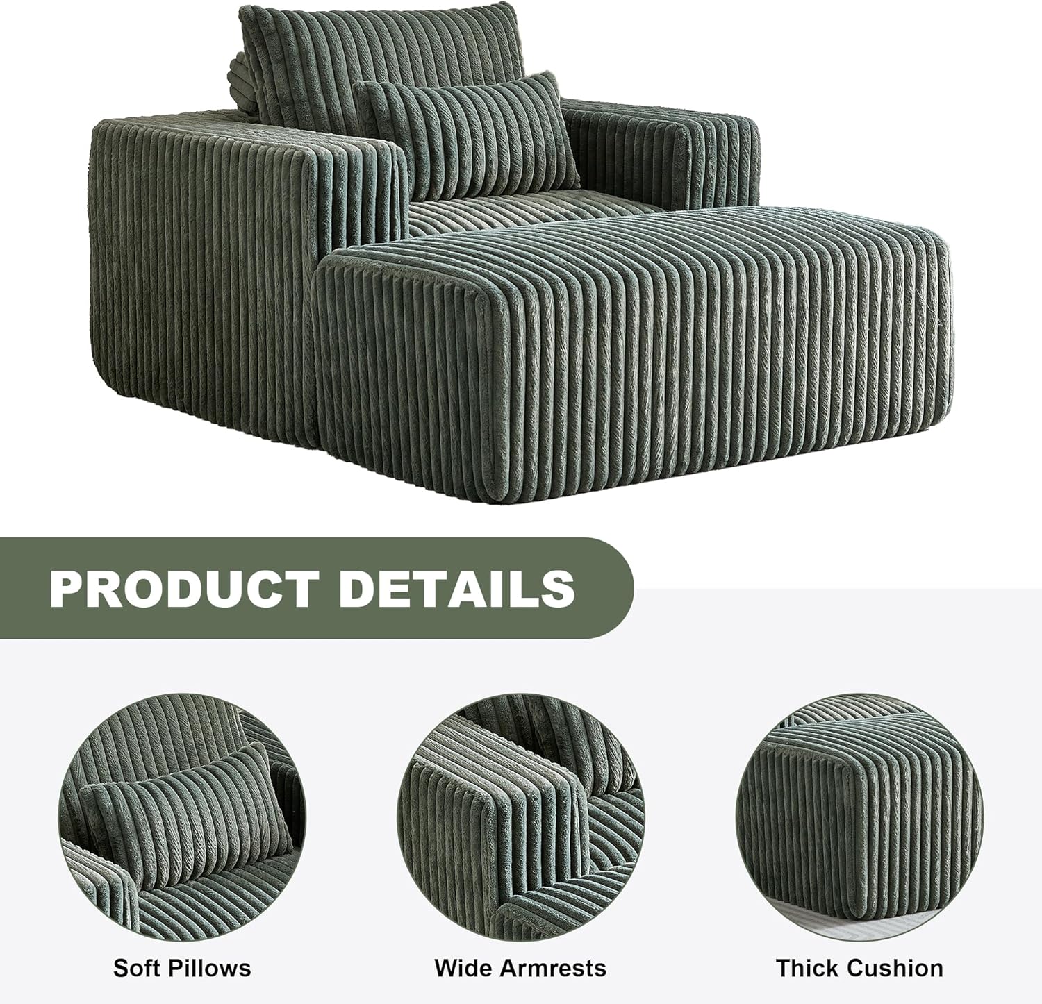 Chaise longue comprimida con tres almohadas