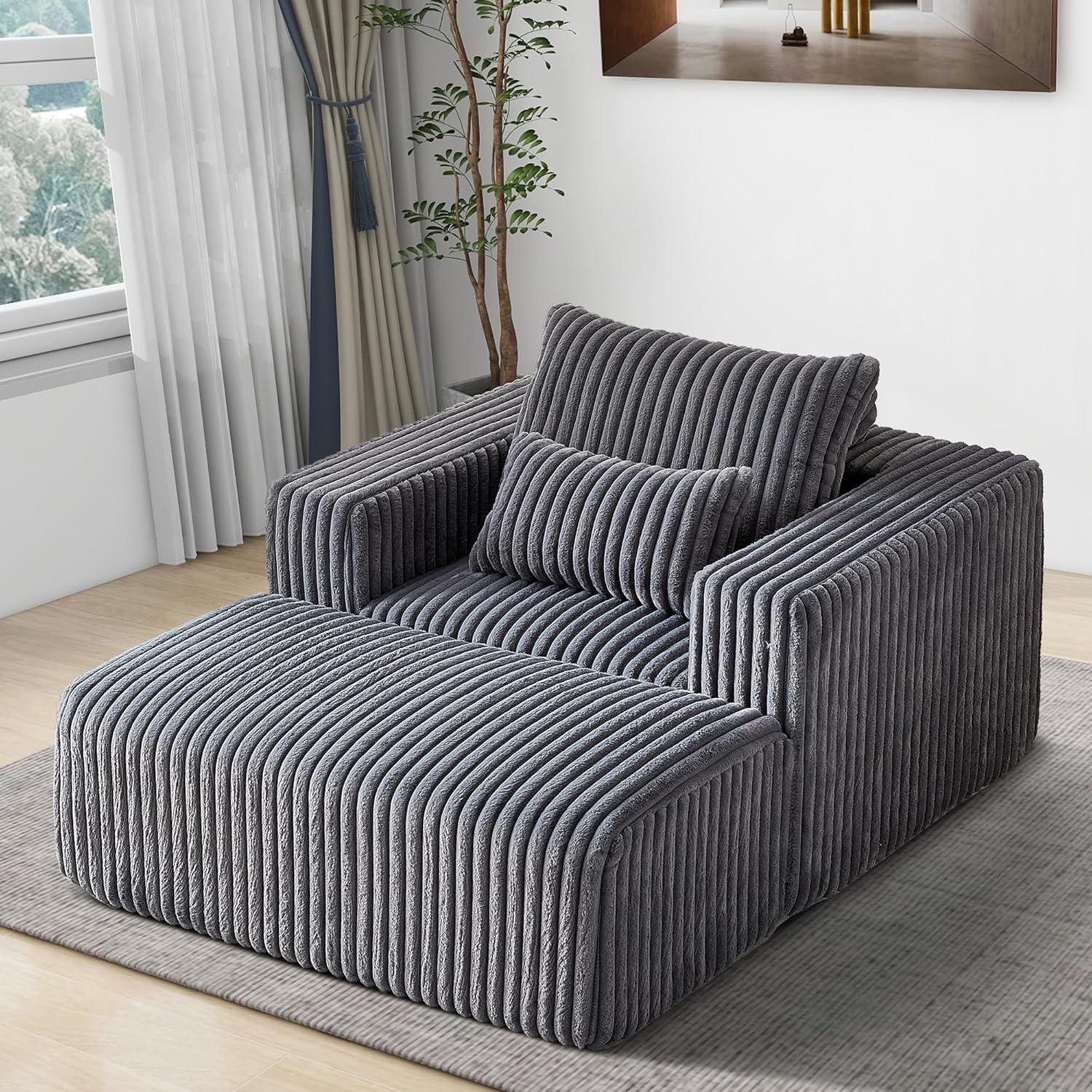 Chaise longue comprimida con tres almohadas