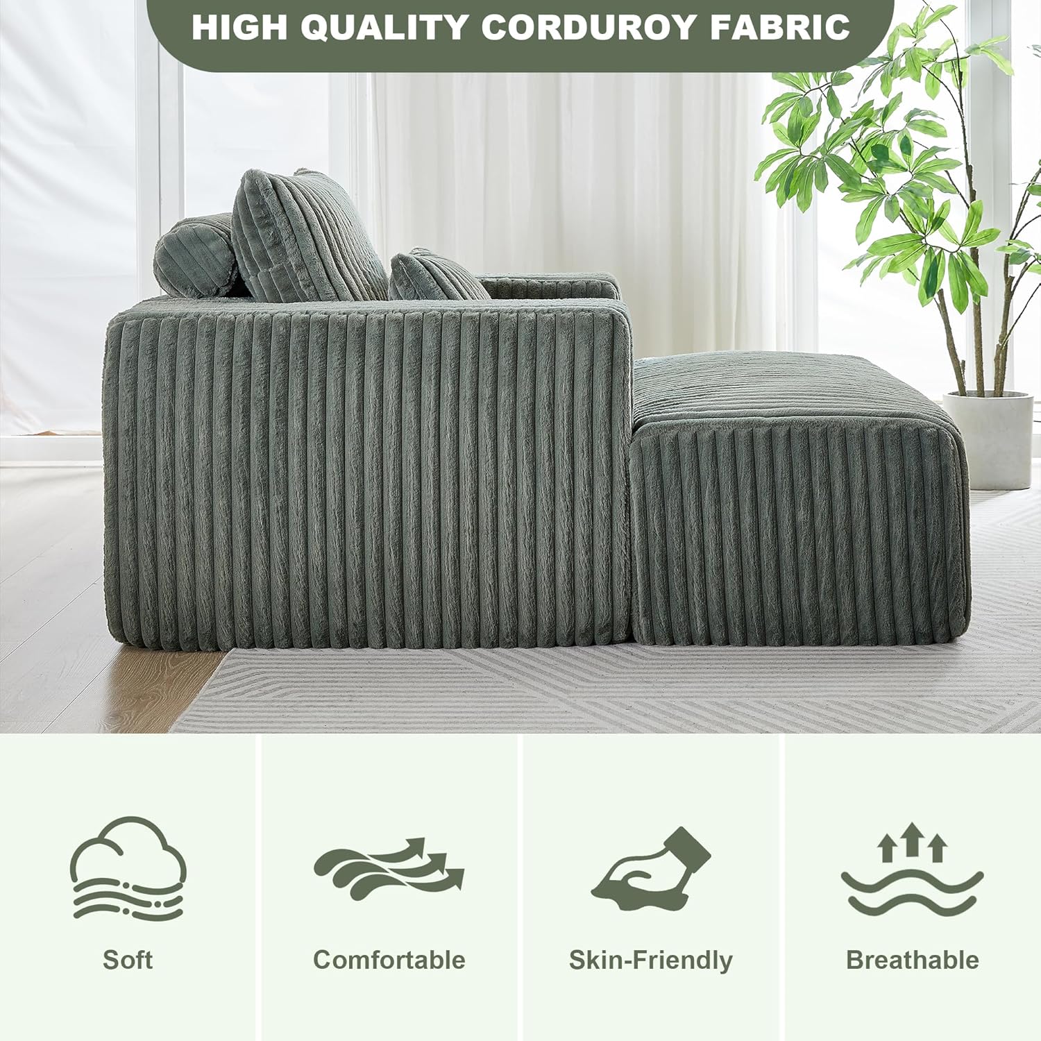 Chaise longue comprimida con tres almohadas