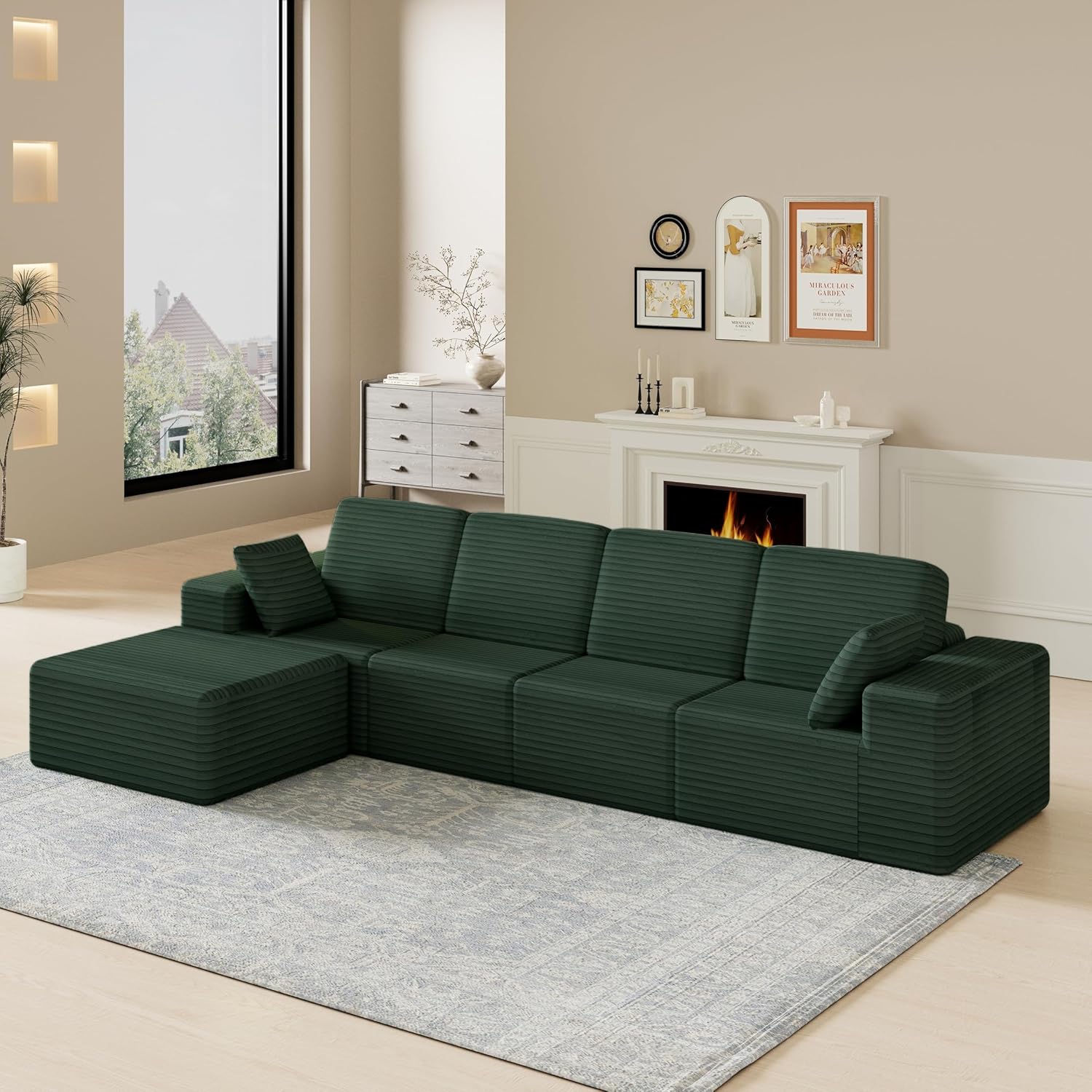 Sofá modular de compresión seccional en forma de U de 146"