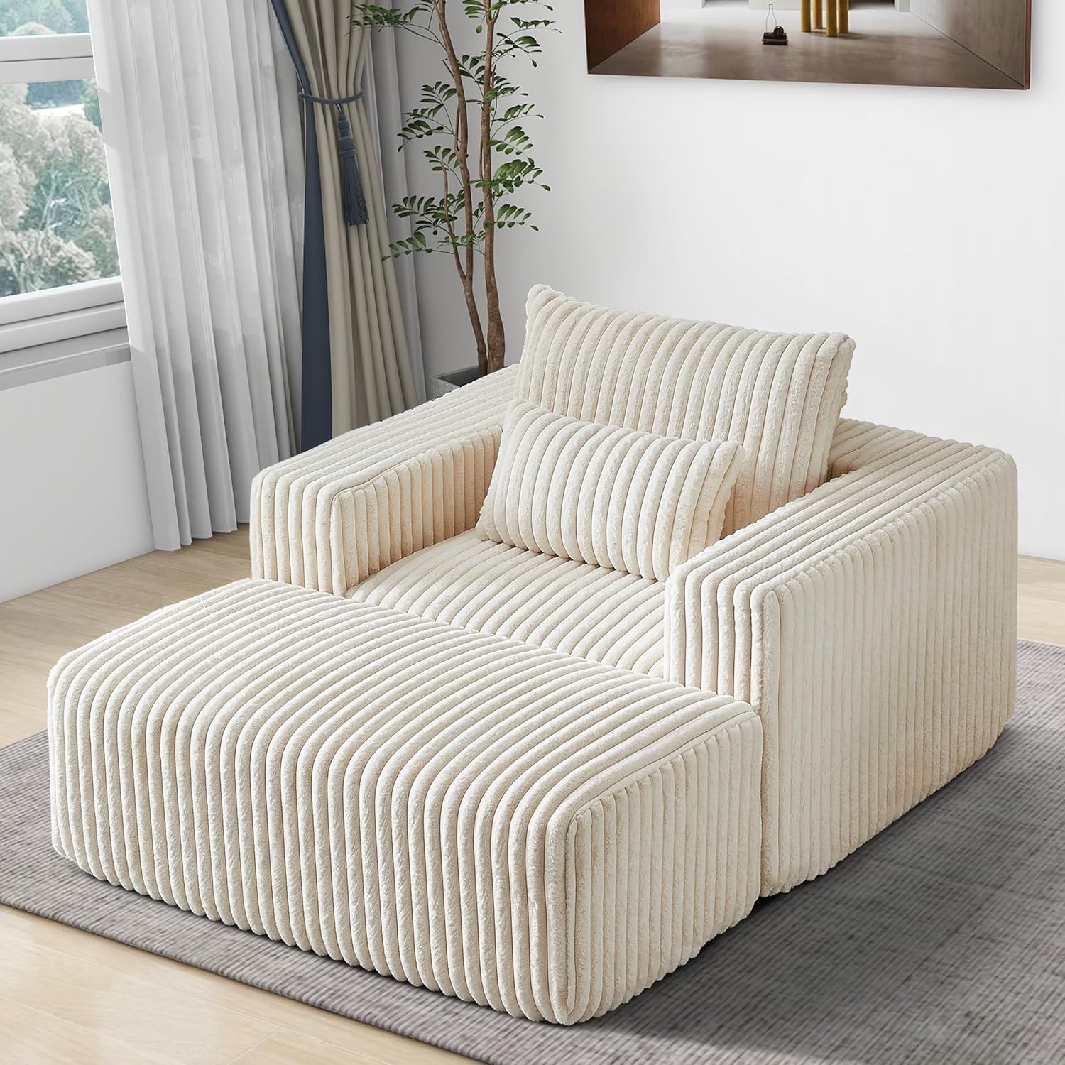 Chaise longue comprimida con tres almohadas