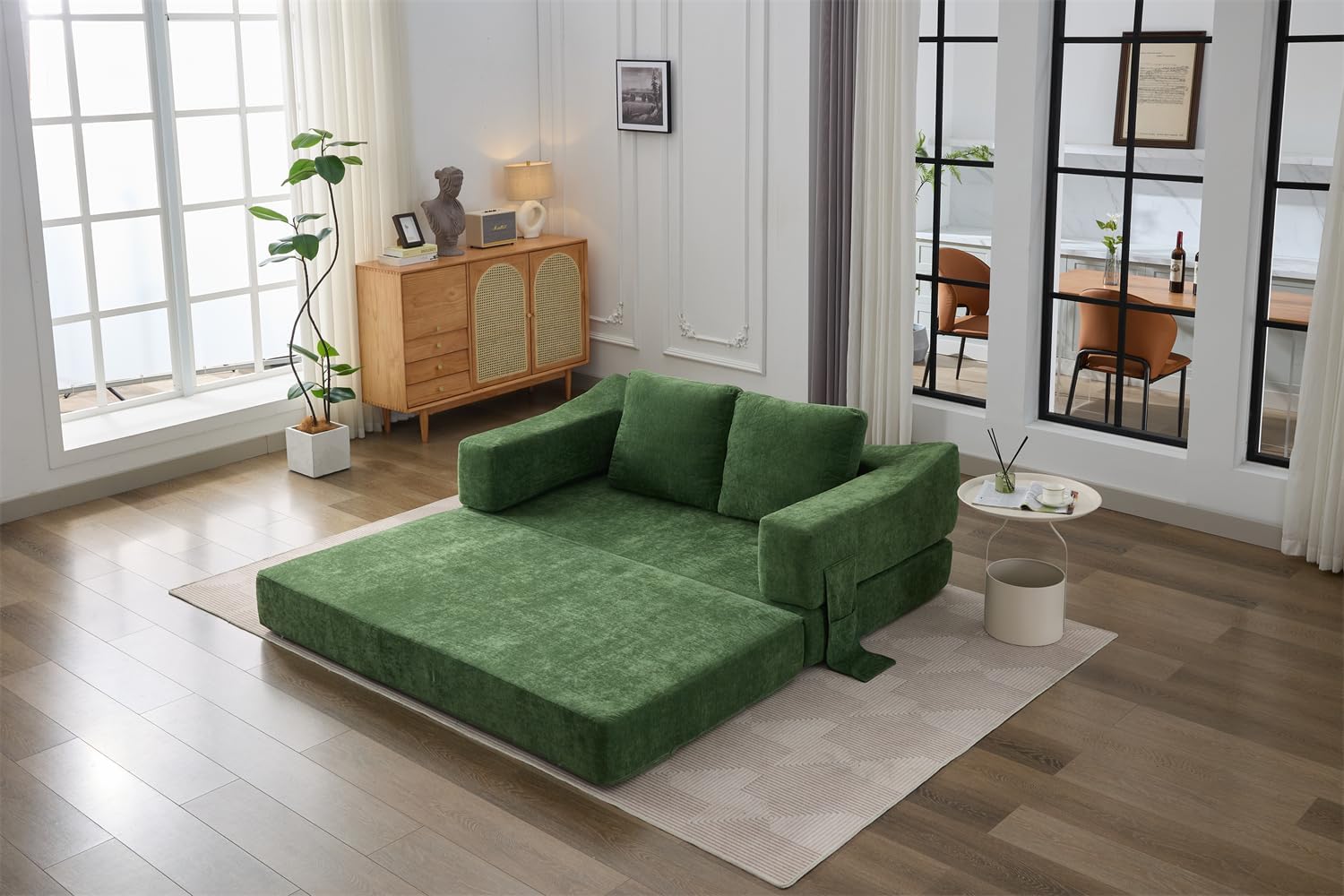 Sofá de espuma comprimida de 70 cm para sala de estar con cama extraíble y reposabrazos extraíbles