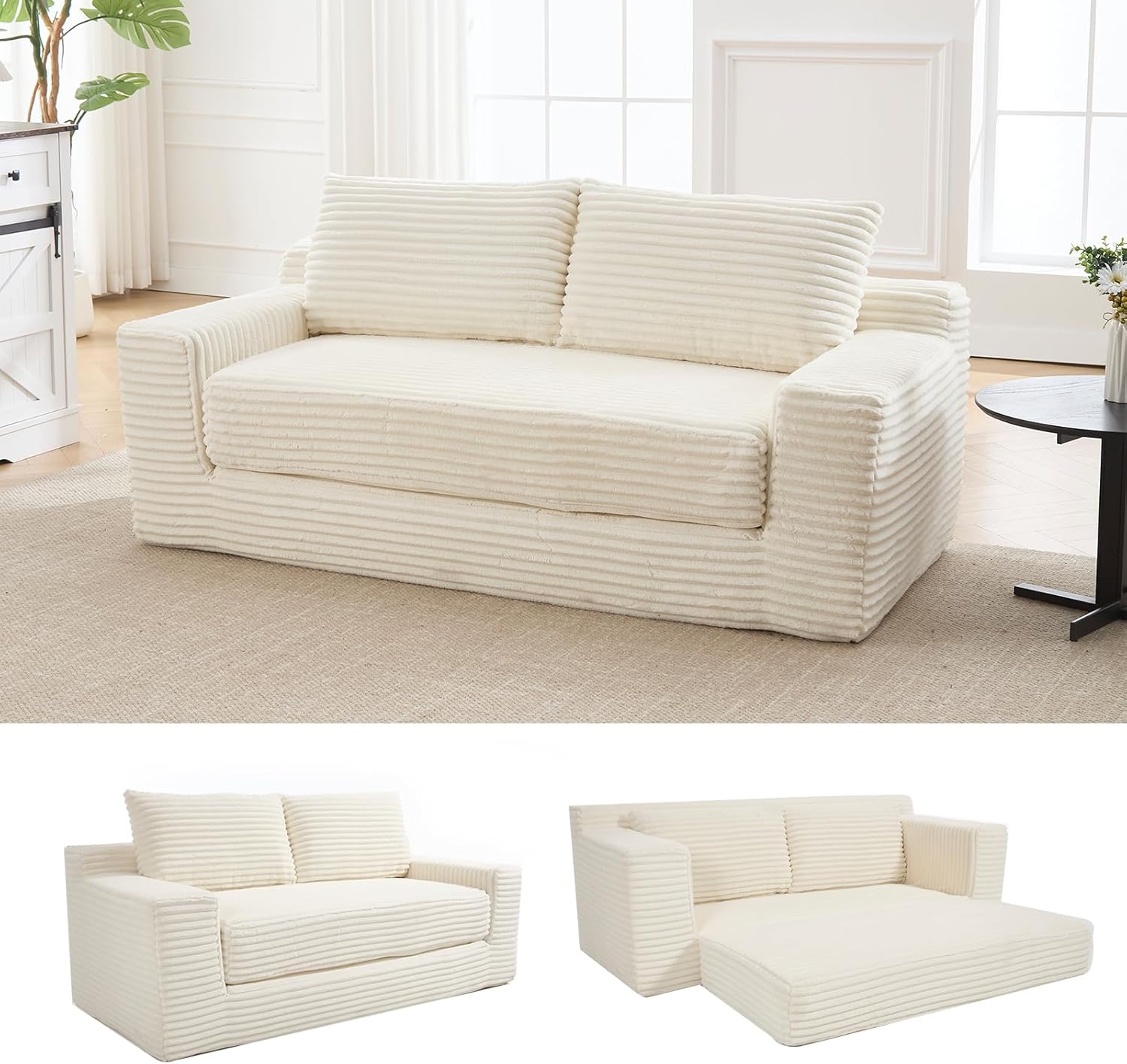 Sofá de compresión Loveseat de 70 cm con cómodo asiento profundo para sala de estar y apartamento