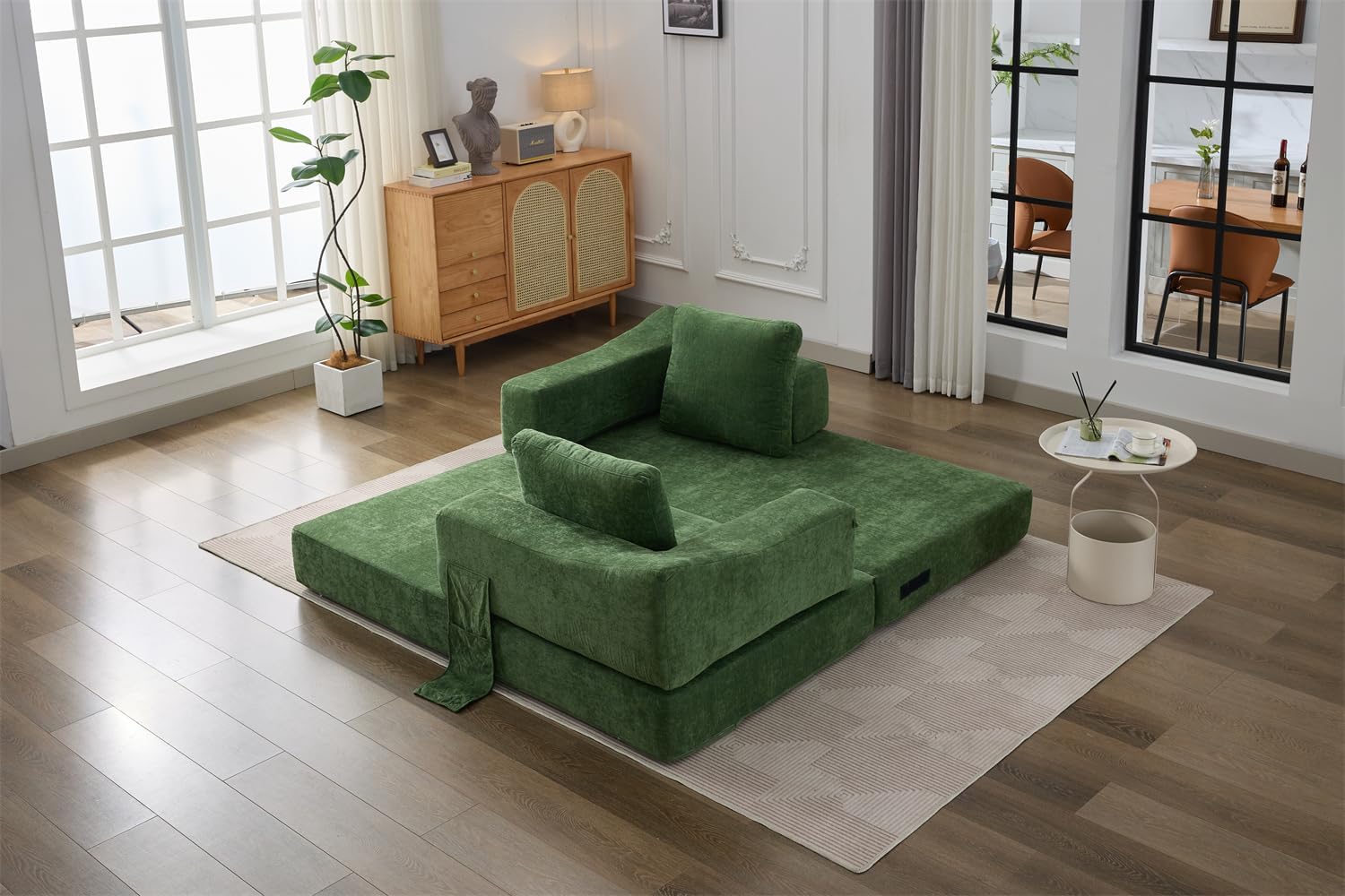 Sofá de espuma comprimida de 70 cm para sala de estar con cama extraíble y reposabrazos extraíbles