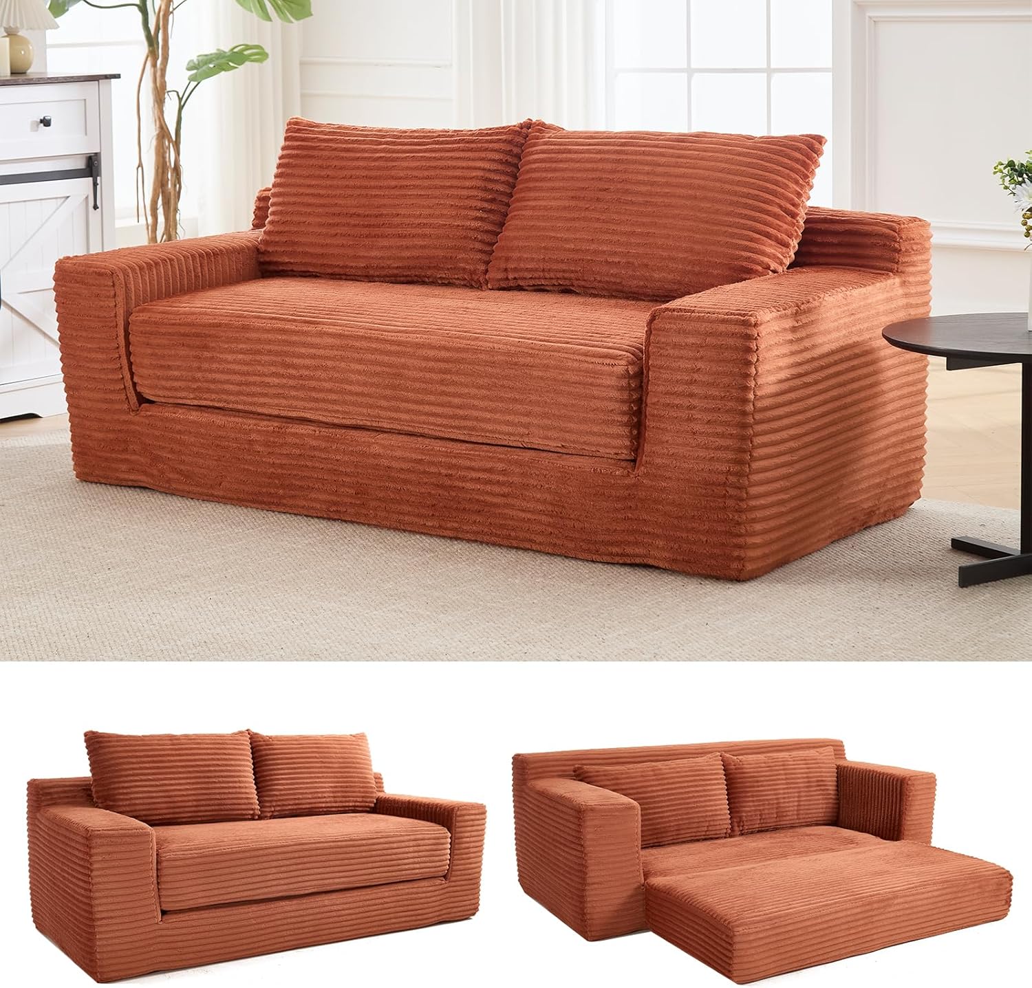 Sofá de compresión Loveseat de 70 cm con cómodo asiento profundo para sala de estar y apartamento