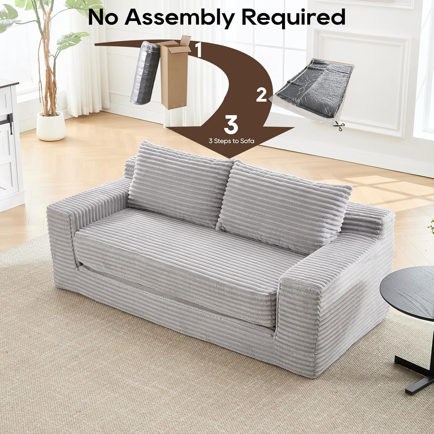 Sofá de compresión Loveseat de 70 cm con cómodo asiento profundo para sala de estar y apartamento