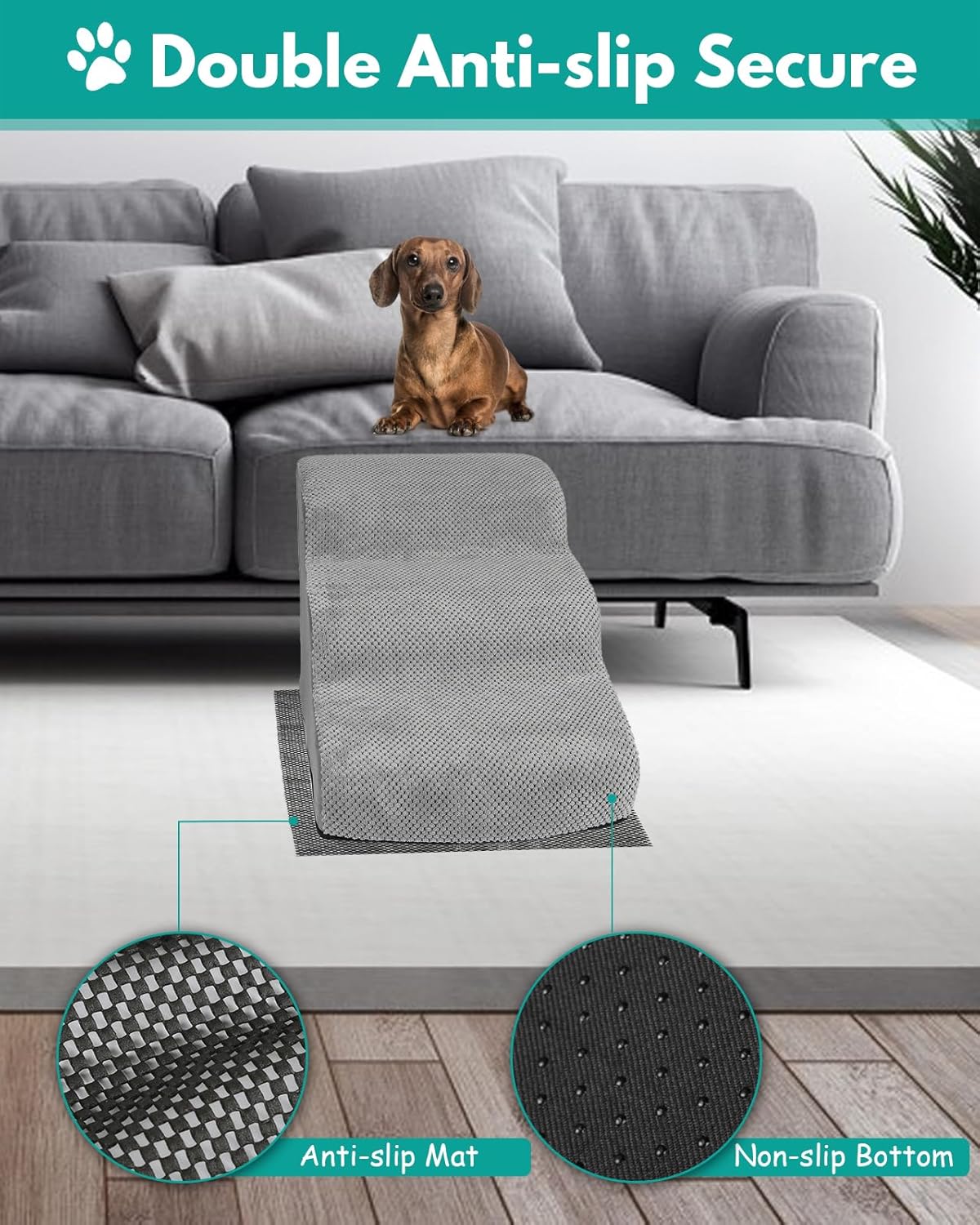 Escalera de 3 escalones para mascotas con espuma 30D de alta densidad para perros y gatos