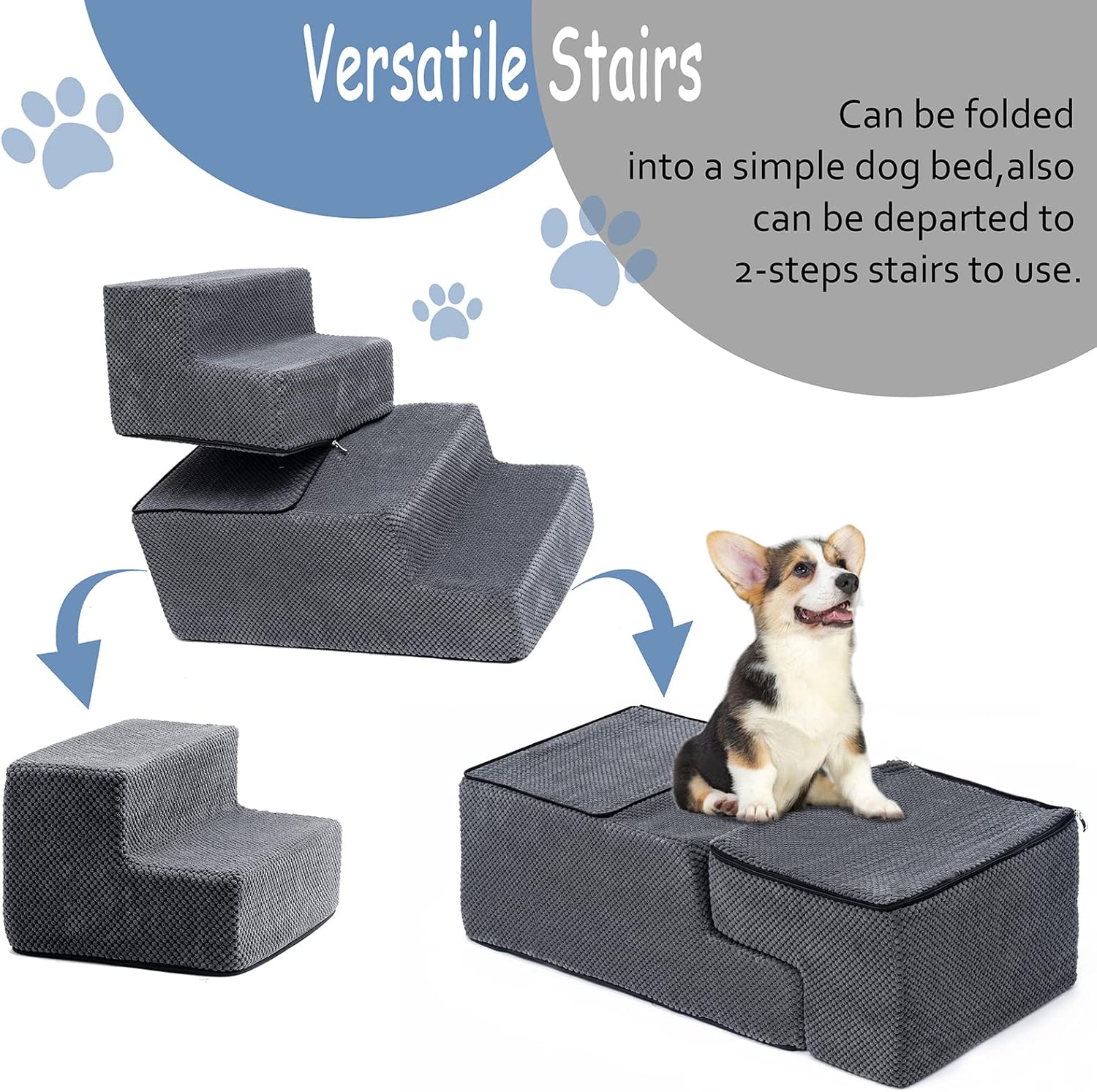 Escaleras de espuma de 4 escalones para perros y mascotas mayores más pequeñas