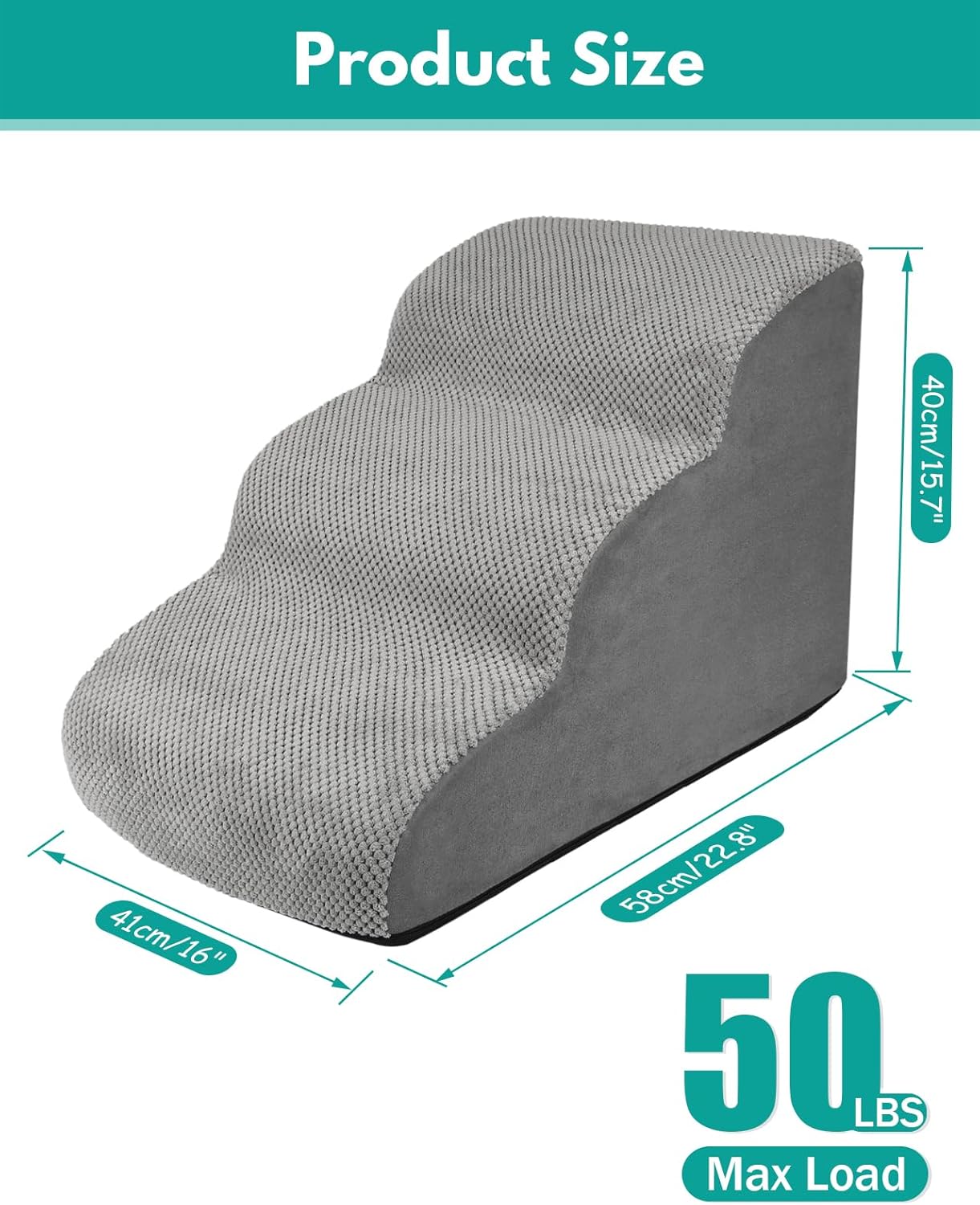 Escalera de 3 escalones para mascotas con espuma 30D de alta densidad para perros y gatos