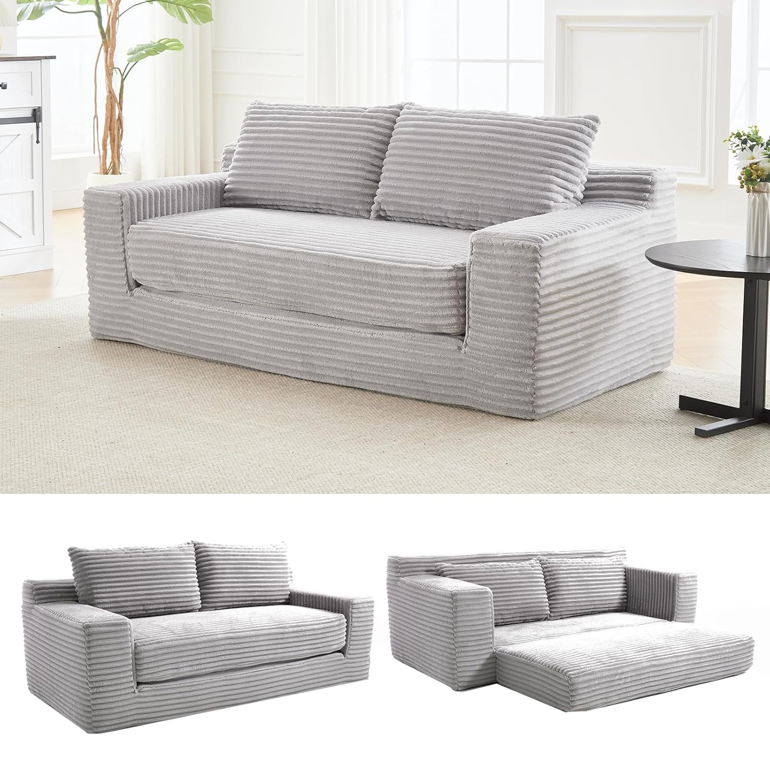 Sofá de compresión Loveseat de 70 cm con cómodo asiento profundo para sala de estar y apartamento