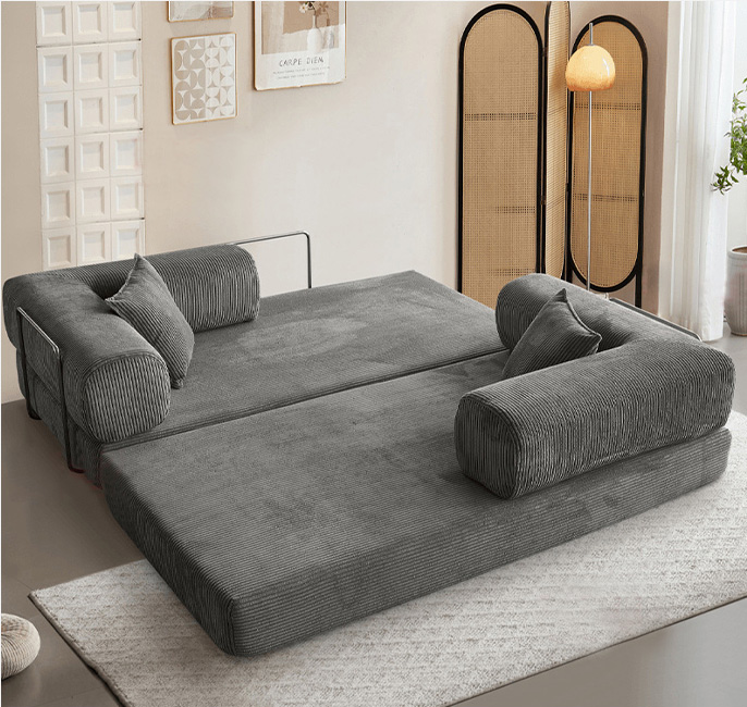 Sofá cama de compresión de pana