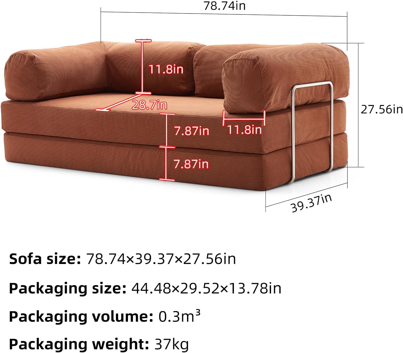 Sofá cama de compresión de pana