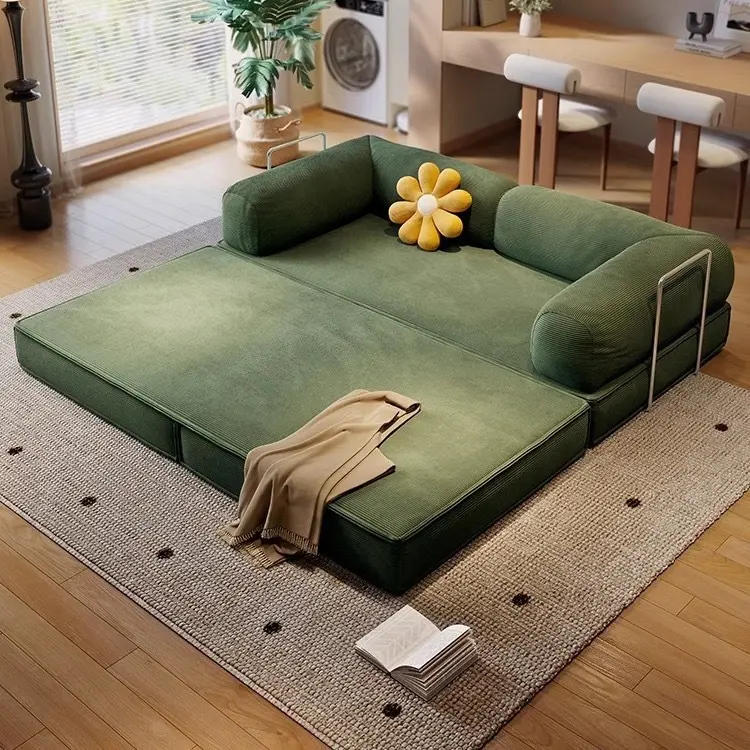 Sofá cama de compresión de pana